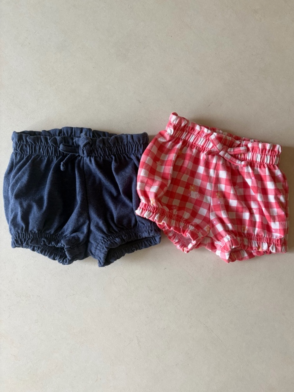 Garanimals Navy and Pink floral Gingham Baby Shorts- 0-3M 2 Pack
